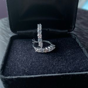 Sterling silver 6 stone simulated aqua hoop